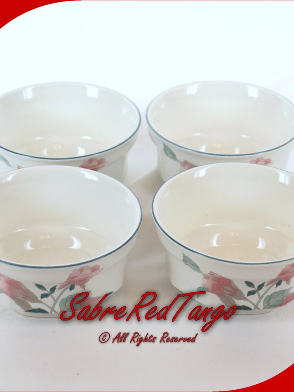 Vintage Mikasa Japan Ceramic Fruit Dessert Bowl Set Of 4 F3003 Silk Flowers